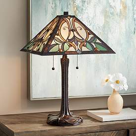 Image1 of Robert Louis Tiffany Victorian 25" Art Glass Tiffany-Style Table Lamp