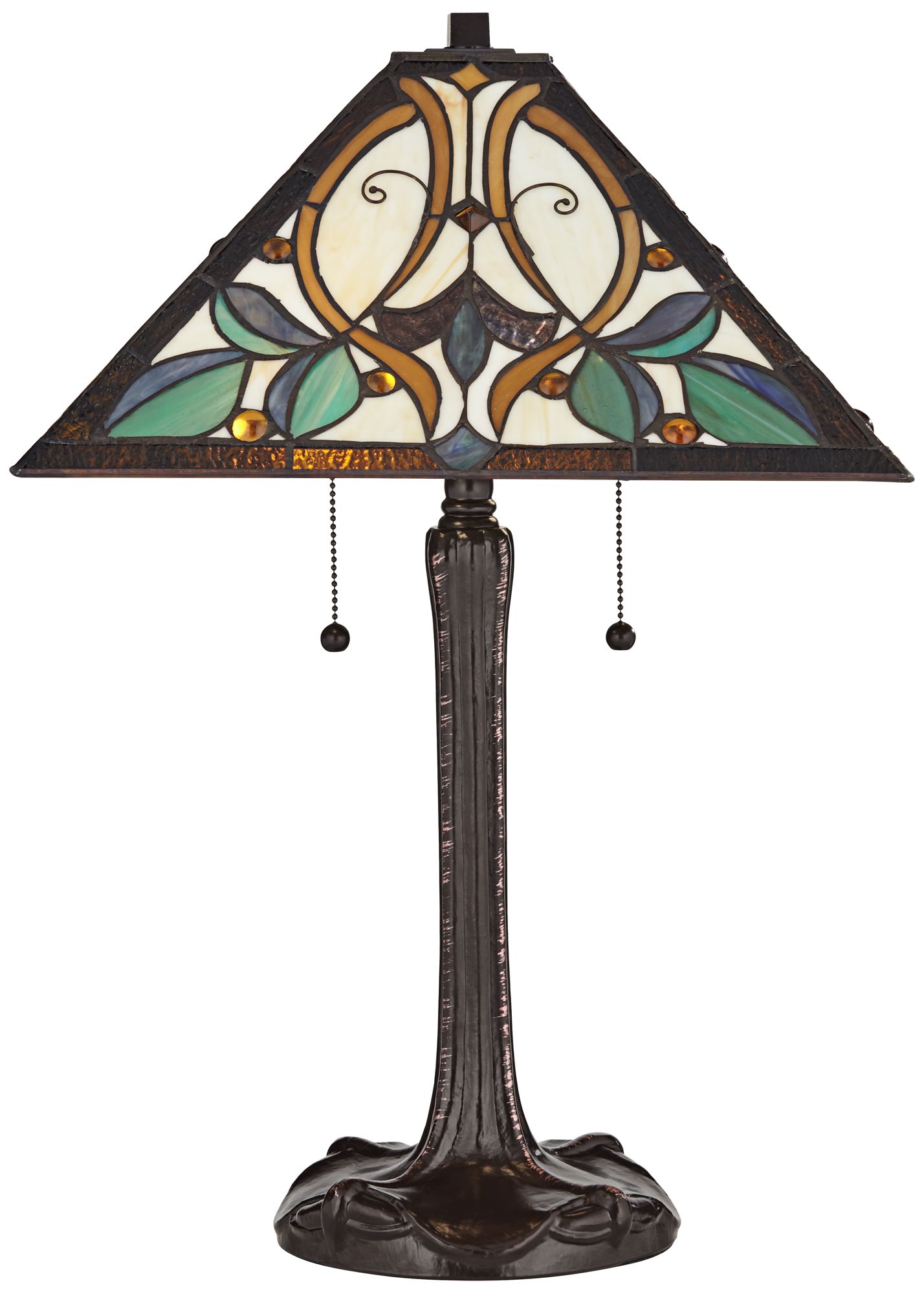 Robert Louis Tiffany Victorian 25" Art Glass Tiffany-Style Table Lamp