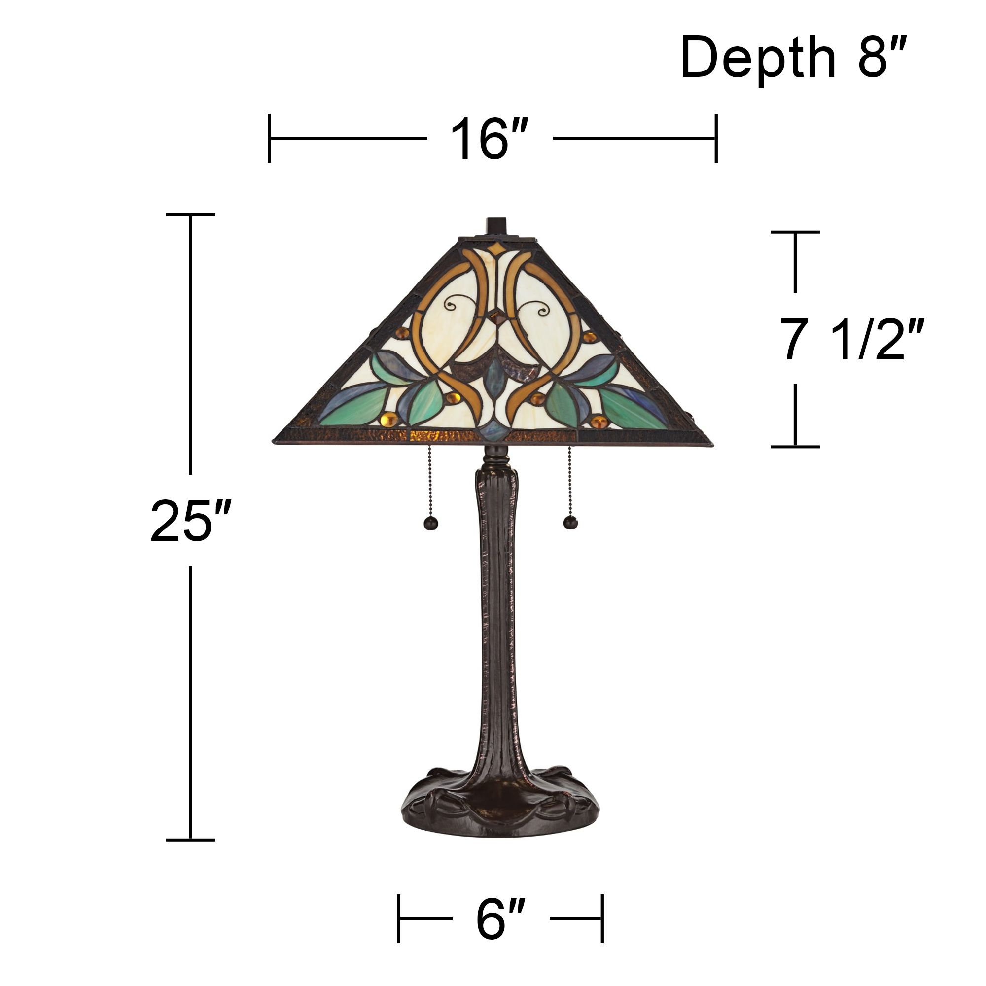 Robert Louis Tiffany Victorian 25" Art Glass Tiffany-Style Table Lamp