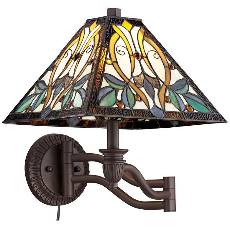 Robert Louis Tiffany Victorian Art Glass Swing Arm Wall Lamp more views