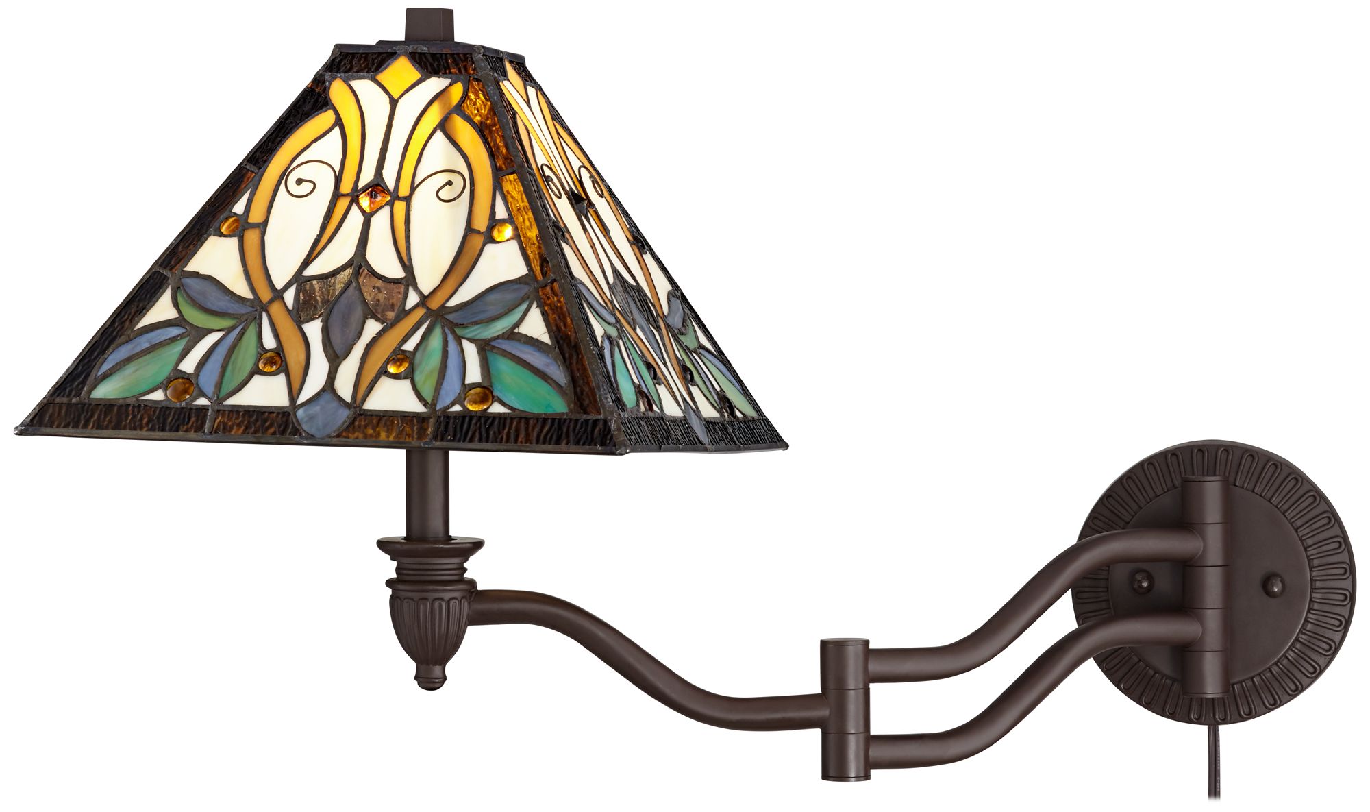 tiffany style swing arm wall lamp