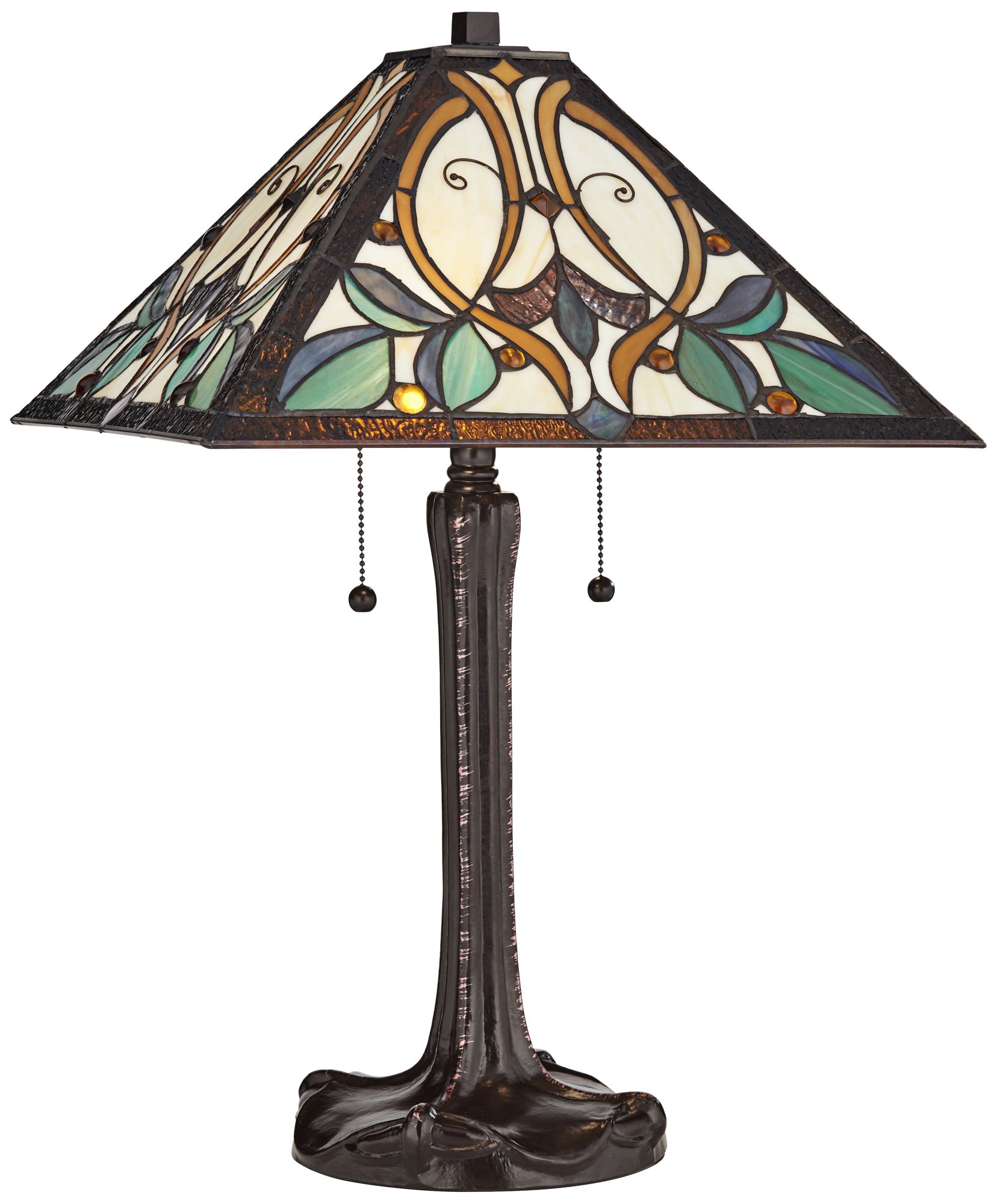 Robert Louis Tiffany Victorian Art Glass TiffanyStyle Table Lamp 