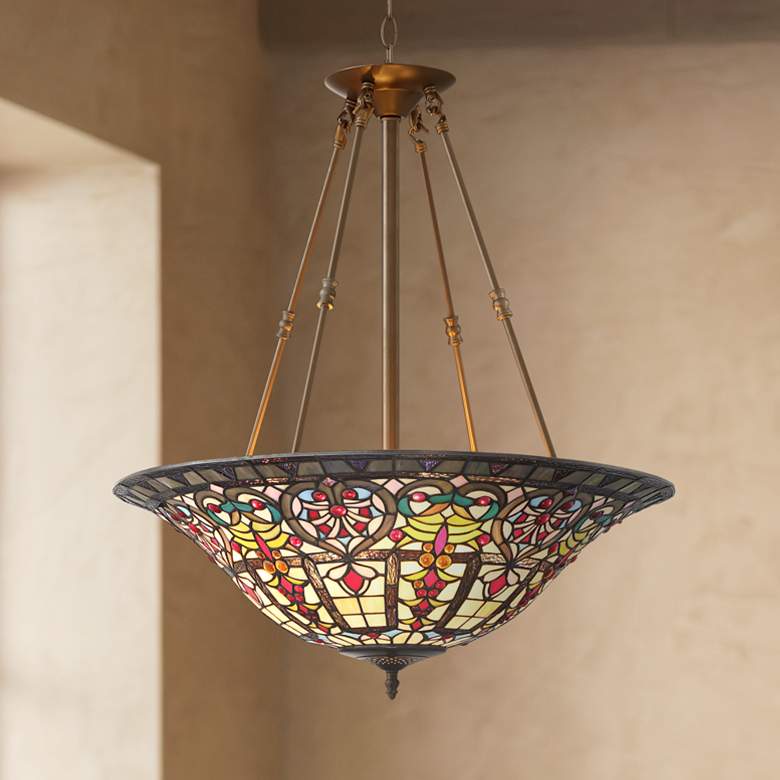 Image 1 Robert Louis Tiffany Vineyard 24 1/2" Wide Glass 4-Light Pendant