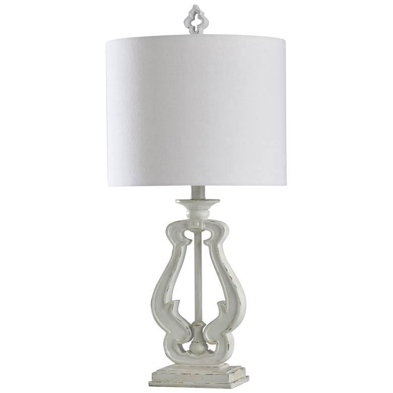 Image 1 Robert Table Lamp - Distressed White - Textured Beige,Gray