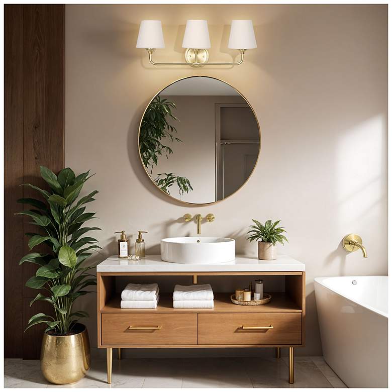 Image 7 Roberts 7" Wide 3-Light Brushed Gold Vanity Light more views