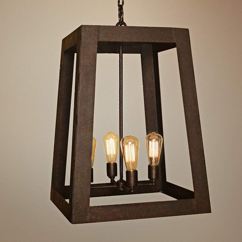 Image 1 Robertson 18 inchW Bronze Rust 4-Light Indoor-Outdoor Pendant