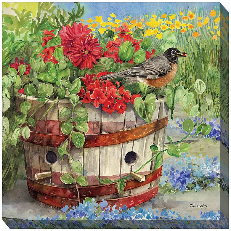 Image 2 Robin Nest 24" Square All-Weather Outdoor Canvas Wall Art
