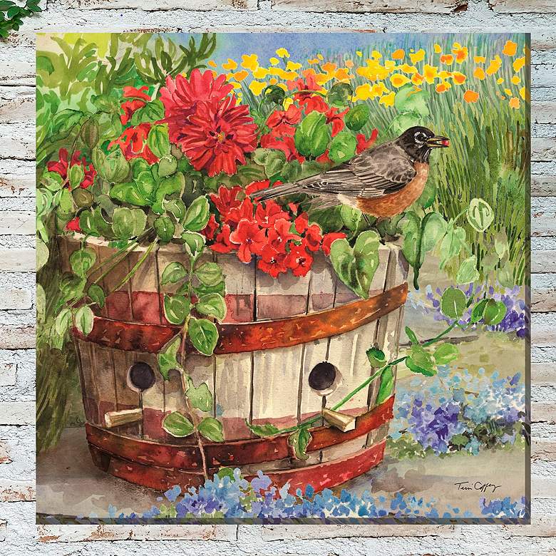 Image 1 Robin Nest 24" Square All-Weather Outdoor Canvas Wall Art