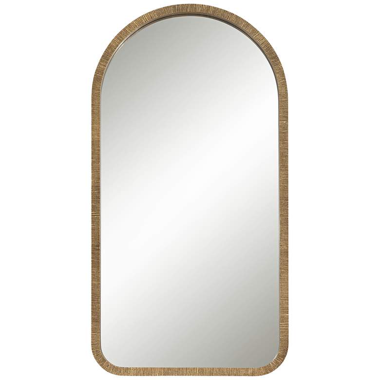 Image 2 Robinette Aged Gold 23 3/4" x 46" Arch Top Wall Mirror