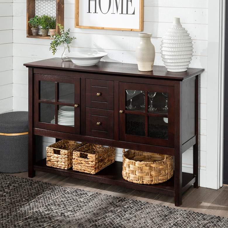 Image 1 Robson 52" Wide Espresso Wood 2-Drawer TV Stand Buffet