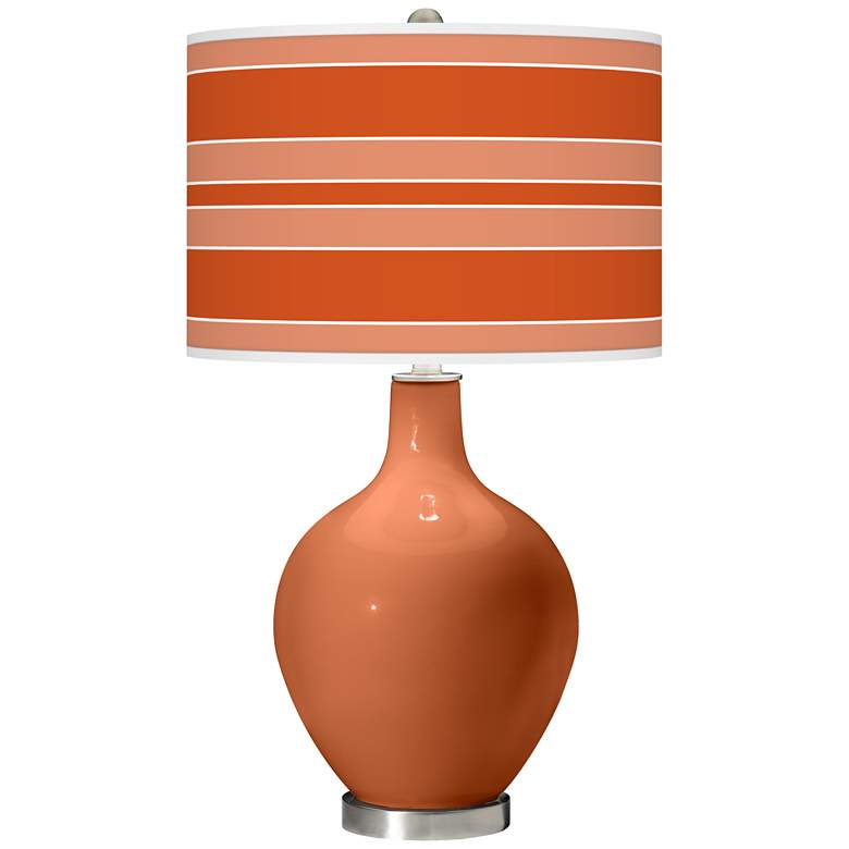 Image 1 Robust Orange Bold Stripe Ovo Glass Table Lamp