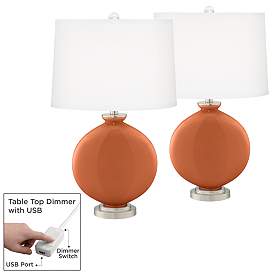 Image1 of Robust Orange Carrie Table Lamp Set of 2 with Dimmers