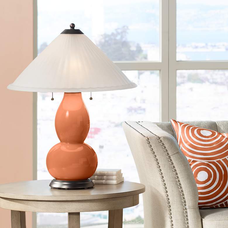 Image 1 Robust Orange Fulton Table Lamp with Fluted Glass Shade