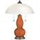 Robust Orange Gourd-Shaped Table Lamp with Alabaster Shade