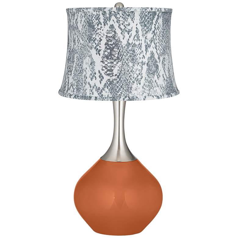 Image 1 Robust Orange Gray Velvet Snakeskin Shade Spencer Table Lamp