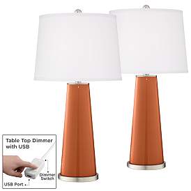 Image1 of Robust Orange Leo Table Lamp Set of 2 with Dimmers