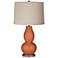 Robust Orange Linen Drum Shade Double Gourd Table Lamp