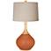 Robust Orange Natural Linen Drum Shade Wexler Table Lamp