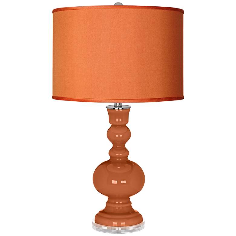 Image 1 Robust Orange - Orange Faux Silk Shade Apothecary Table Lamp