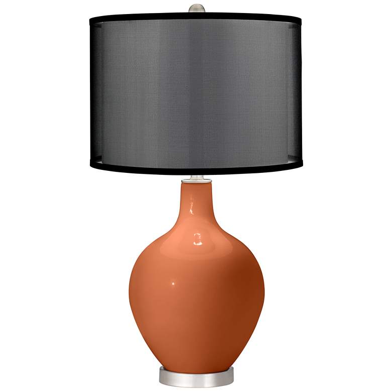 Image 1 Robust Orange Ovo Table Lamp with Organza Black Shade