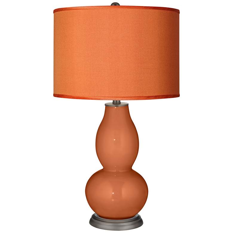 Image 1 Robust Orange Polyester Shade Double Gourd Table Lamp