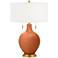 Robust Orange Toby Brass Accents Table Lamp with Dimmer
