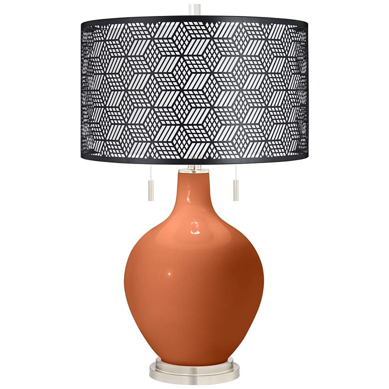 Image 1 Robust Orange Toby Table Lamp With Black Metal Shade