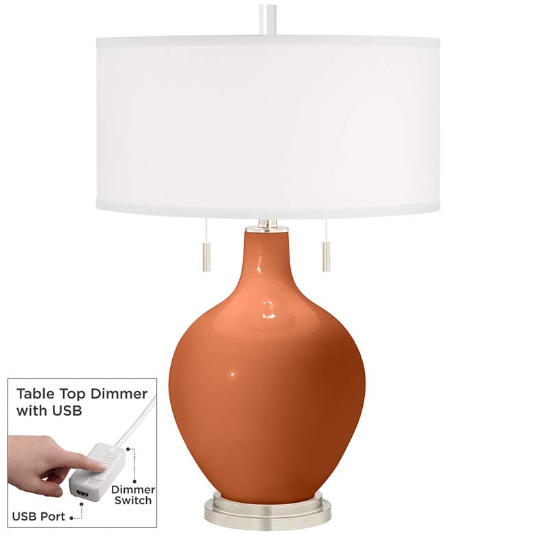 Image 1 Robust Orange Toby Table Lamp with Dimmer