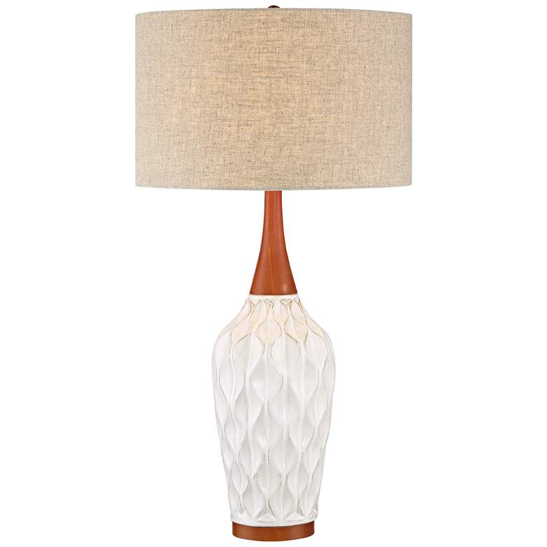 Image 3 Rocco 30 inch High Mid-Century Modern White Ceramic Table Lamp