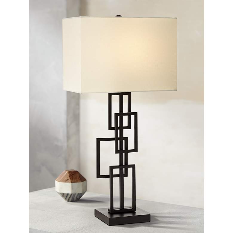Image 1 Rocco Stacked Rectangular Metal Table Lamp