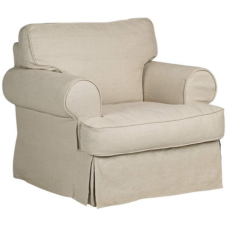 Image 1 Rochelle Oatmeal Linen Upholstered Arm Chair