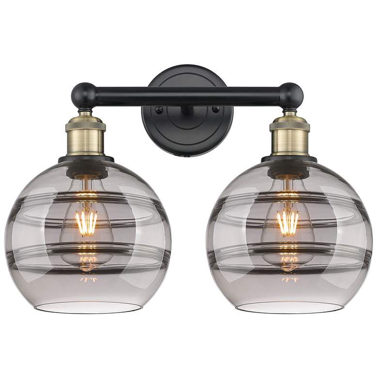 Image 1 Rochester 12 1/4"H Black Antique Brass 2-Light Wall Sconce