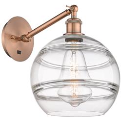 Rochester 12" High Antique Copper Adjustable Sconce with Clear Shade