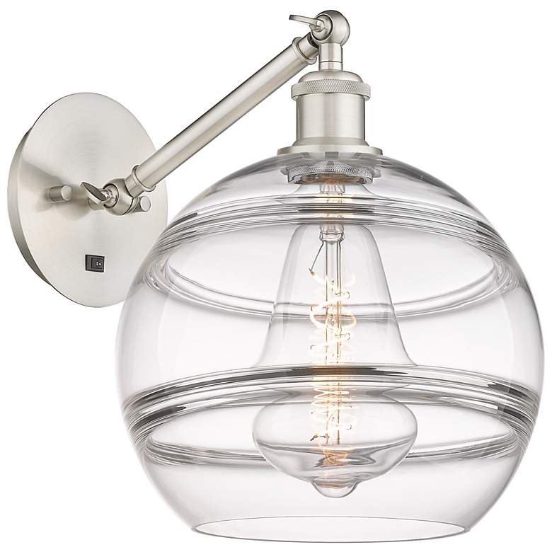 Image 1 Rochester 12" High Brushed Satin Nickel Adjustable Sconce with Clear Shade
