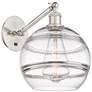 1_Rochester 12" High Brushed Satin Nickel Adjustable Sconce with Clear Shade
