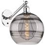 1_Rochester 12" High Polished Chrome Adjustable Sconce w/ Light Smoke Shade