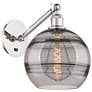 1_Rochester 12" High Polished Nickel Adjustable Sconce w/ Light Smoke Shade