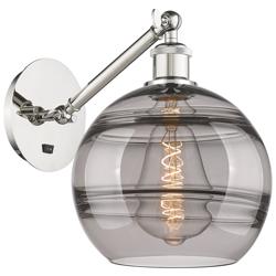 Rochester 12" High Polished Nickel Adjustable Sconce w/ Light Smoke Shade