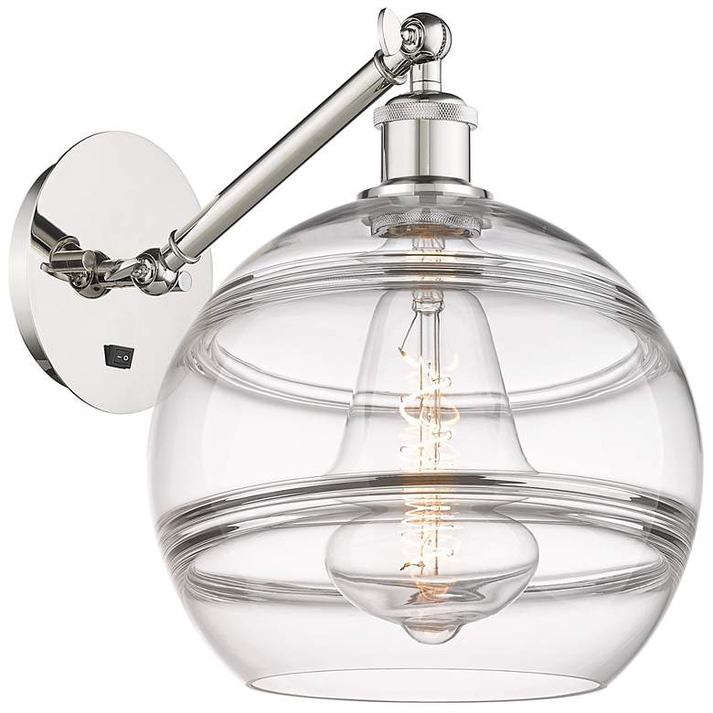 Image 1 Rochester 12" High Polished Nickel Adjustable Sconce with Clear Shade