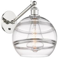 Rochester 12" High Polished Nickel Adjustable Sconce with Clear Shade