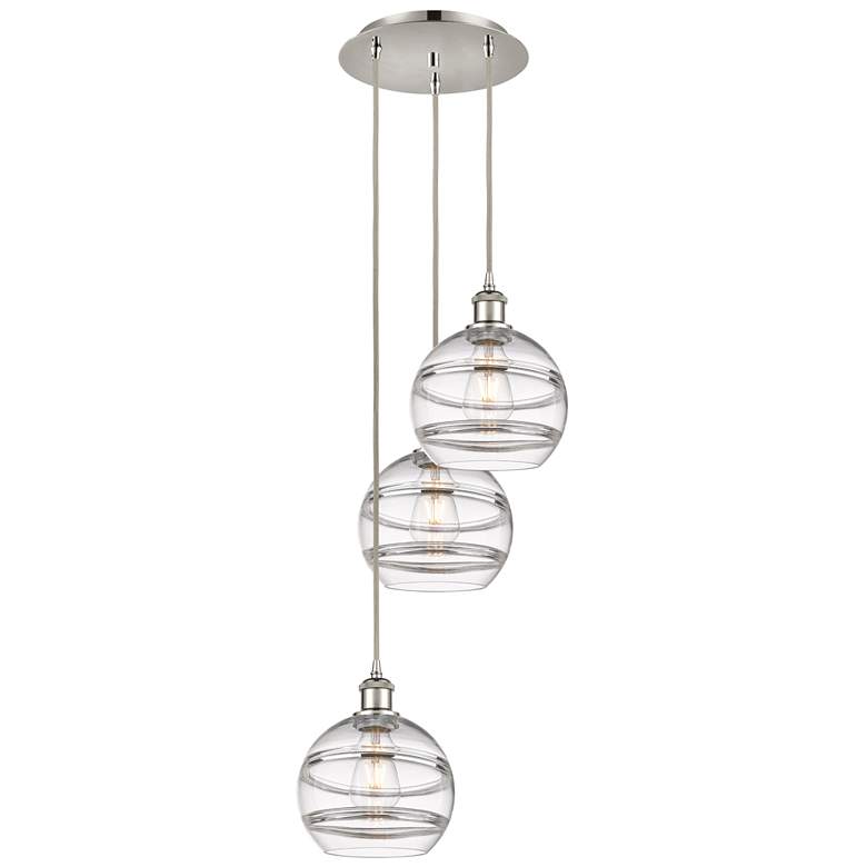 Image 1 Rochester 14.5"W 3-Light Polished Nickel Cord Pendant w/ Clear Shade