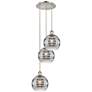 Rochester 14.5"W 3-Light Polished Nickel Cord Pendant w/ Smoke Shade