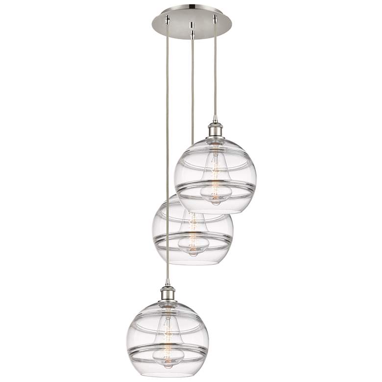 Image 1 Rochester 16.5"W 3-Light Polished Nickel Cord Pendant w/ Clear Shade