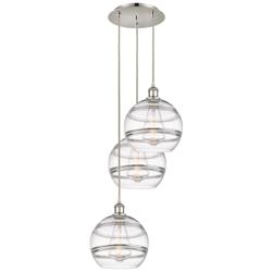 Rochester 16.5"W 3-Light Polished Nickel Cord Pendant w/ Clear Shade