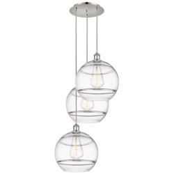 Rochester 18.5"W 3-Light Polished Nickel Cord Pendant w/ Clear Shade