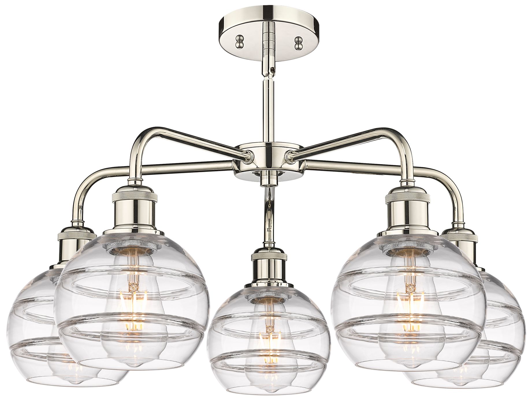 Image 2 Rochester 23.88"W 5-Light Polished Nickel Stem Chandelier w/ Clear Sha more views