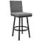 Rochester 26 in. Swivel Barstool in Black Powder Coated, Gray Faux Leather