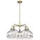Rochester 28"W 5-Light Antique Brass Stem Chandelier w/ Clear Shade