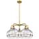 Rochester 28"W 5-Light Brushed Brass Stem Chandelier w/ Clear Shade