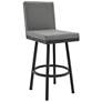 Rochester 30 in. Swivel Barstool in Black Powder Coated, Gray Faux Leather